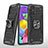 Funda Bumper Silicona y Plastico Mate Carcasa con Magnetico Anillo de dedo Soporte MQ1 para Samsung Galaxy A51 4G Negro