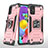 Funda Bumper Silicona y Plastico Mate Carcasa con Magnetico Anillo de dedo Soporte MQ1 para Samsung Galaxy A51 4G Oro Rosa