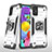 Funda Bumper Silicona y Plastico Mate Carcasa con Magnetico Anillo de dedo Soporte MQ1 para Samsung Galaxy A51 4G Plata