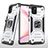 Funda Bumper Silicona y Plastico Mate Carcasa con Magnetico Anillo de dedo Soporte MQ1 para Samsung Galaxy A81 Plata