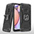 Funda Bumper Silicona y Plastico Mate Carcasa con Magnetico Anillo de dedo Soporte MQ1 para Samsung Galaxy M01s Negro
