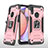 Funda Bumper Silicona y Plastico Mate Carcasa con Magnetico Anillo de dedo Soporte MQ1 para Samsung Galaxy M01s Oro Rosa
