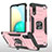 Funda Bumper Silicona y Plastico Mate Carcasa con Magnetico Anillo de dedo Soporte MQ1 para Samsung Galaxy M02 Oro Rosa