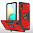 Funda Bumper Silicona y Plastico Mate Carcasa con Magnetico Anillo de dedo Soporte MQ1 para Samsung Galaxy M02 Rojo