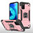 Funda Bumper Silicona y Plastico Mate Carcasa con Magnetico Anillo de dedo Soporte MQ1 para Samsung Galaxy M02s Oro Rosa
