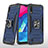 Funda Bumper Silicona y Plastico Mate Carcasa con Magnetico Anillo de dedo Soporte MQ1 para Samsung Galaxy M10 Azul