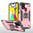 Funda Bumper Silicona y Plastico Mate Carcasa con Magnetico Anillo de dedo Soporte MQ1 para Samsung Galaxy M21s Oro Rosa