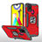 Funda Bumper Silicona y Plastico Mate Carcasa con Magnetico Anillo de dedo Soporte MQ1 para Samsung Galaxy M21s Rojo
