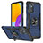 Funda Bumper Silicona y Plastico Mate Carcasa con Magnetico Anillo de dedo Soporte MQ1 para Samsung Galaxy M52 5G Azul