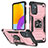 Funda Bumper Silicona y Plastico Mate Carcasa con Magnetico Anillo de dedo Soporte MQ1 para Samsung Galaxy M52 5G Oro Rosa