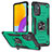 Funda Bumper Silicona y Plastico Mate Carcasa con Magnetico Anillo de dedo Soporte MQ1 para Samsung Galaxy M52 5G Verde Noche