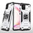 Funda Bumper Silicona y Plastico Mate Carcasa con Magnetico Anillo de dedo Soporte MQ1 para Samsung Galaxy Note 10 Lite Plata