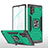 Funda Bumper Silicona y Plastico Mate Carcasa con Magnetico Anillo de dedo Soporte MQ1 para Samsung Galaxy Note 10 Plus 5G Verde Noche