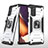 Funda Bumper Silicona y Plastico Mate Carcasa con Magnetico Anillo de dedo Soporte MQ1 para Samsung Galaxy Note 20 5G Plata