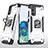 Funda Bumper Silicona y Plastico Mate Carcasa con Magnetico Anillo de dedo Soporte MQ1 para Samsung Galaxy S20 5G Plata