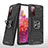 Funda Bumper Silicona y Plastico Mate Carcasa con Magnetico Anillo de dedo Soporte MQ1 para Samsung Galaxy S20 Lite 5G Negro