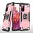 Funda Bumper Silicona y Plastico Mate Carcasa con Magnetico Anillo de dedo Soporte MQ1 para Samsung Galaxy S20 Lite 5G Oro Rosa