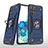 Funda Bumper Silicona y Plastico Mate Carcasa con Magnetico Anillo de dedo Soporte MQ1 para Samsung Galaxy S20 Plus 5G Azul