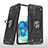 Funda Bumper Silicona y Plastico Mate Carcasa con Magnetico Anillo de dedo Soporte MQ1 para Samsung Galaxy S20 Plus 5G Negro