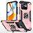 Funda Bumper Silicona y Plastico Mate Carcasa con Magnetico Anillo de dedo Soporte MQ1 para Xiaomi Poco C40 Oro Rosa