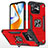 Funda Bumper Silicona y Plastico Mate Carcasa con Magnetico Anillo de dedo Soporte MQ1 para Xiaomi Poco C40 Rojo