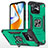 Funda Bumper Silicona y Plastico Mate Carcasa con Magnetico Anillo de dedo Soporte MQ1 para Xiaomi Poco C40 Verde Noche