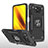 Funda Bumper Silicona y Plastico Mate Carcasa con Magnetico Anillo de dedo Soporte MQ1 para Xiaomi Poco X3 Negro