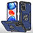 Funda Bumper Silicona y Plastico Mate Carcasa con Magnetico Anillo de dedo Soporte MQ1 para Xiaomi Poco X4 NFC Azul