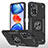 Funda Bumper Silicona y Plastico Mate Carcasa con Magnetico Anillo de dedo Soporte MQ1 para Xiaomi Poco X4 NFC Negro