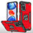 Funda Bumper Silicona y Plastico Mate Carcasa con Magnetico Anillo de dedo Soporte MQ1 para Xiaomi Poco X4 NFC Rojo