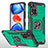Funda Bumper Silicona y Plastico Mate Carcasa con Magnetico Anillo de dedo Soporte MQ1 para Xiaomi Poco X4 NFC Verde Noche