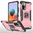 Funda Bumper Silicona y Plastico Mate Carcasa con Magnetico Anillo de dedo Soporte MQ1 para Xiaomi Redmi Note 10 Pro Max Oro Rosa