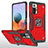 Funda Bumper Silicona y Plastico Mate Carcasa con Magnetico Anillo de dedo Soporte MQ1 para Xiaomi Redmi Note 10 Pro Max Rojo