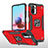 Funda Bumper Silicona y Plastico Mate Carcasa con Magnetico Anillo de dedo Soporte MQ1 para Xiaomi Redmi Note 10S 4G Rojo