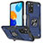 Funda Bumper Silicona y Plastico Mate Carcasa con Magnetico Anillo de dedo Soporte MQ1 para Xiaomi Redmi Note 11 4G (2022) Azul