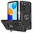 Funda Bumper Silicona y Plastico Mate Carcasa con Magnetico Anillo de dedo Soporte MQ1 para Xiaomi Redmi Note 11 4G (2022) Negro