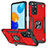 Funda Bumper Silicona y Plastico Mate Carcasa con Magnetico Anillo de dedo Soporte MQ1 para Xiaomi Redmi Note 11 4G (2022) Rojo