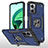 Funda Bumper Silicona y Plastico Mate Carcasa con Magnetico Anillo de dedo Soporte MQ1 para Xiaomi Redmi Note 11E 5G Azul