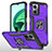 Funda Bumper Silicona y Plastico Mate Carcasa con Magnetico Anillo de dedo Soporte MQ1 para Xiaomi Redmi Note 11E 5G Morado