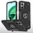 Funda Bumper Silicona y Plastico Mate Carcasa con Magnetico Anillo de dedo Soporte MQ1 para Xiaomi Redmi Note 11E 5G Negro