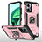 Funda Bumper Silicona y Plastico Mate Carcasa con Magnetico Anillo de dedo Soporte MQ1 para Xiaomi Redmi Note 11E 5G Oro Rosa