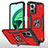Funda Bumper Silicona y Plastico Mate Carcasa con Magnetico Anillo de dedo Soporte MQ1 para Xiaomi Redmi Note 11E 5G Rojo