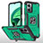 Funda Bumper Silicona y Plastico Mate Carcasa con Magnetico Anillo de dedo Soporte MQ1 para Xiaomi Redmi Note 11E 5G Verde Noche