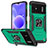 Funda Bumper Silicona y Plastico Mate Carcasa con Magnetico Anillo de dedo Soporte MQ1 para Xiaomi Redmi Note 11R 5G Verde Noche