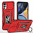 Funda Bumper Silicona y Plastico Mate Carcasa con Magnetico Anillo de dedo Soporte MQ2 para Motorola Moto G22 Rojo