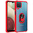 Funda Bumper Silicona y Plastico Mate Carcasa con Magnetico Anillo de dedo Soporte MQ2 para Samsung Galaxy M12 Rojo