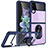 Funda Bumper Silicona y Plastico Mate Carcasa con Magnetico Anillo de dedo Soporte MQ2 para Samsung Galaxy Z Flip4 5G Azul