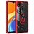 Funda Bumper Silicona y Plastico Mate Carcasa con Magnetico Anillo de dedo Soporte MQ2 para Xiaomi Redmi 9 India Rojo