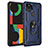 Funda Bumper Silicona y Plastico Mate Carcasa con Magnetico Anillo de dedo Soporte MQ3 para Google Pixel 4a 5G Azul