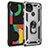 Funda Bumper Silicona y Plastico Mate Carcasa con Magnetico Anillo de dedo Soporte MQ3 para Google Pixel 5 XL 5G Plata